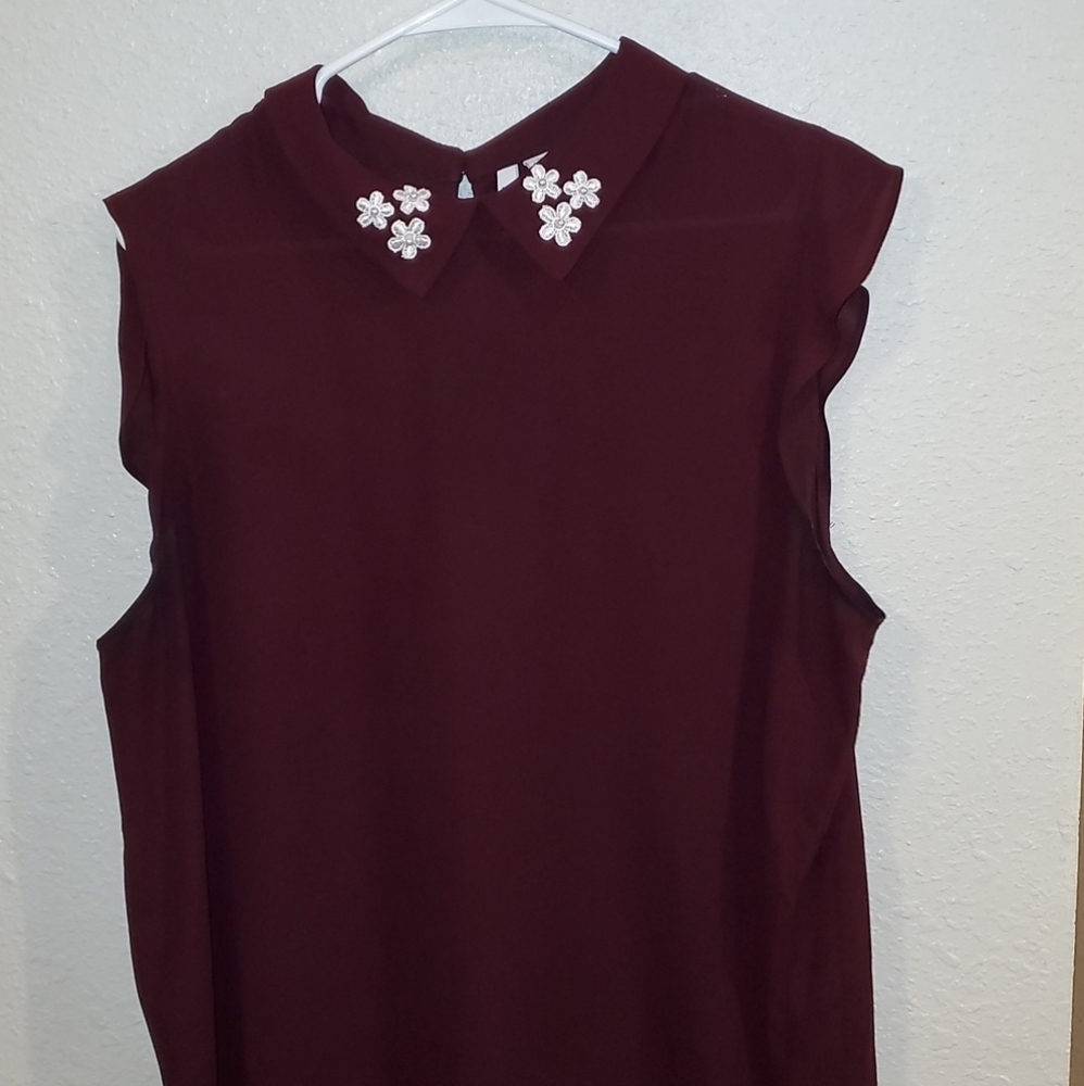 Maroon High-Neck Blouse
